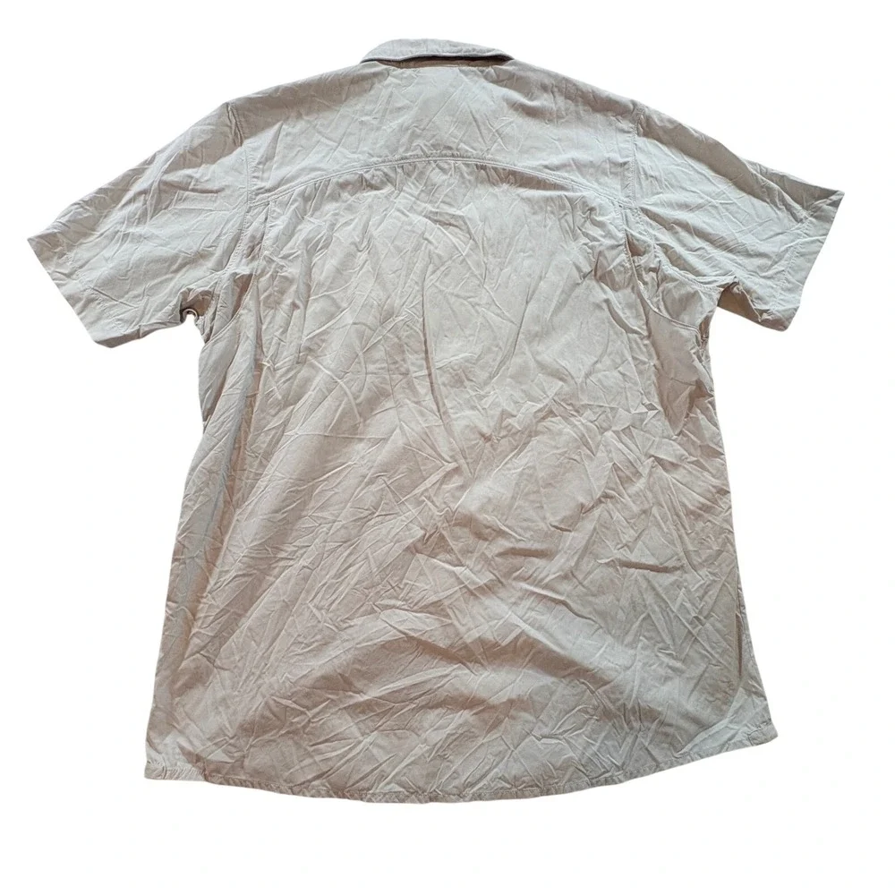 The North Face Shirt Mens Large Tan Nylon Short Sleeve Button Down Hiking Shirt